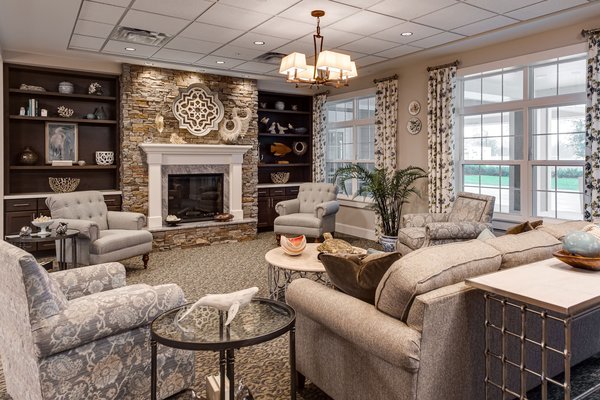 Common area with fireplace