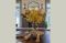 Table with décor in front of a fireplace