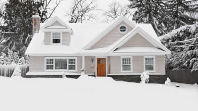 A home in the winter, safe after owners used a winter home prep list