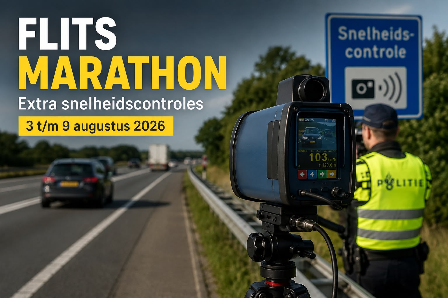 Let op!  Flitsmarathon augustus 2026 (03-08-2026 t/m 09-08-2026)