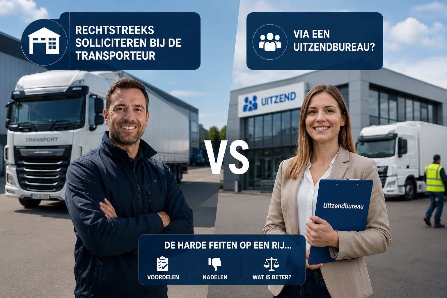 Rechtstreeks solliciteren bij de transporteur óf via een uitzendbureau? De harde feiten op een rij...