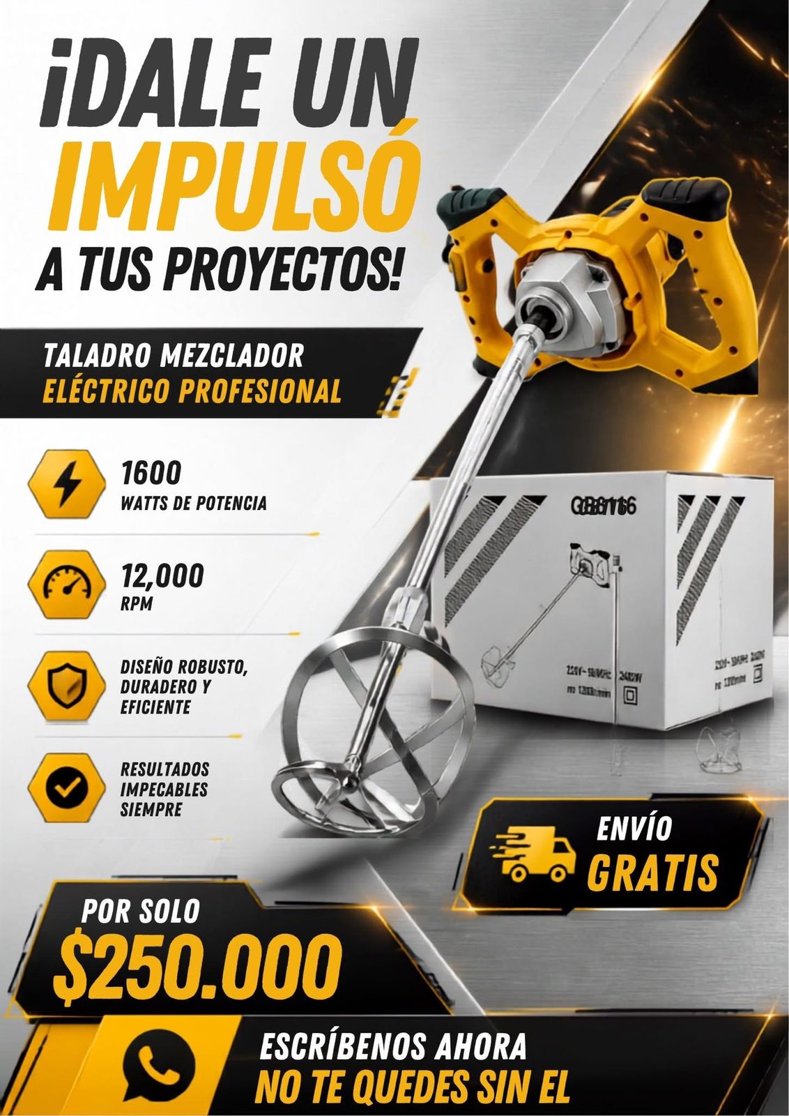 TALADRO MEZCLADOR 1600W - Imagen 3 | Herramientas RoCa