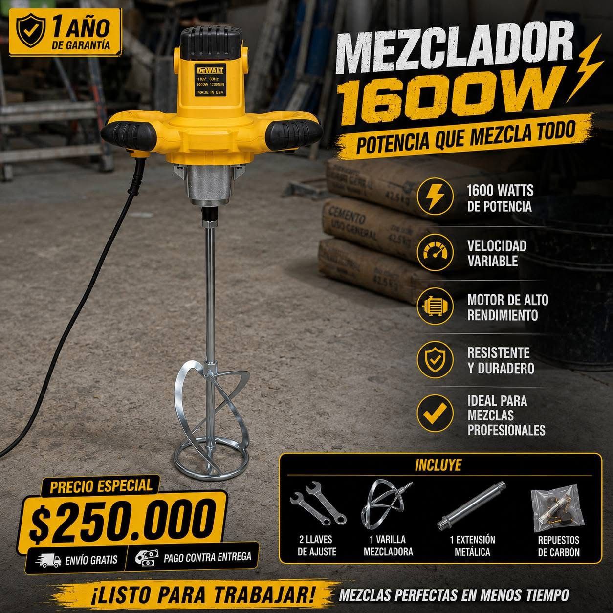 TALADRO MEZCLADOR 1600W - Imagen 2 | Herramientas RoCa