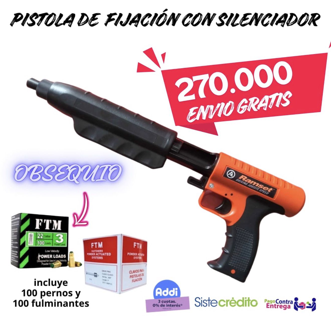 PISTOLA DE FIJACIÓN CON SILENCIADOR - Imagen 2 | Herramientas RoCa