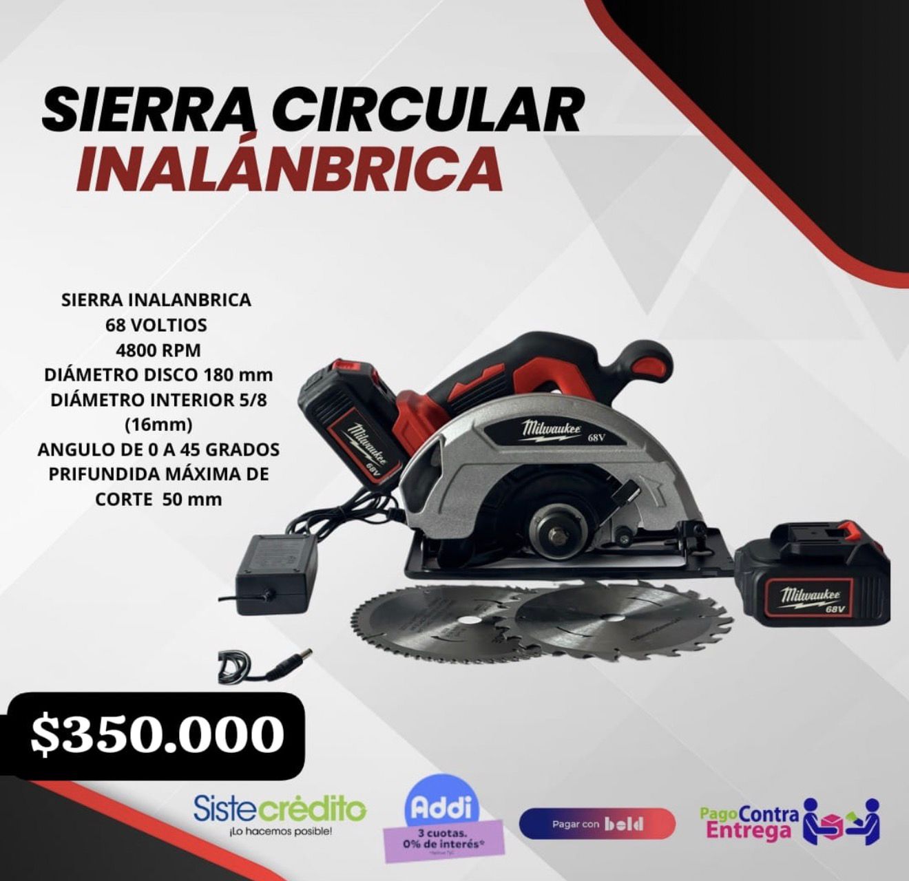 SIERRA CIRCULAR INALÁMBRICA 68V - Imagen 3 | Herramientas RoCa