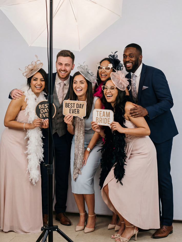 Guests having fun at a Click and Joy photo booth event in NYC