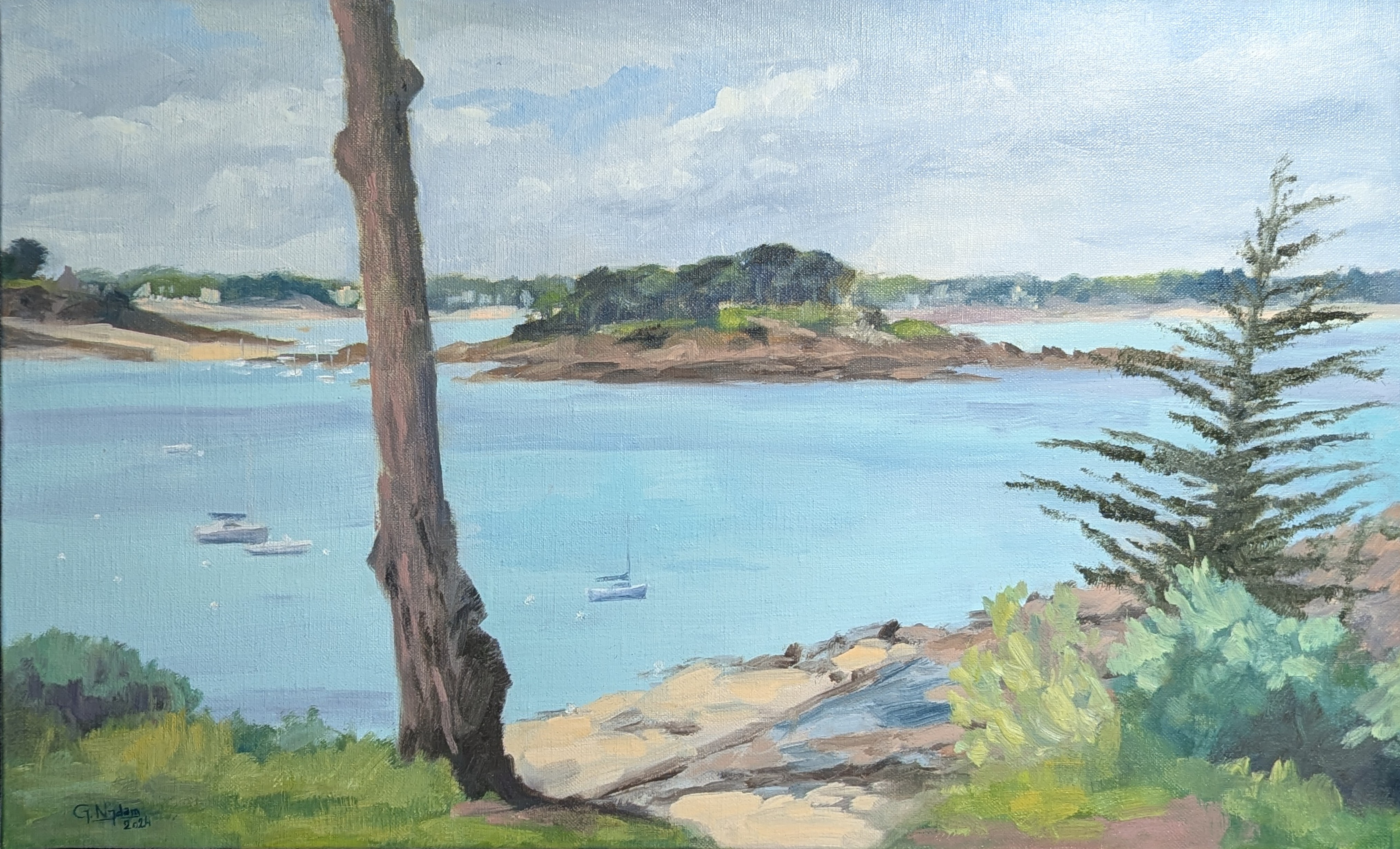 La baie de Lancieux dps le chemin des Essarts, Huile sur toile — œuvre de Gaëtan NYDAM