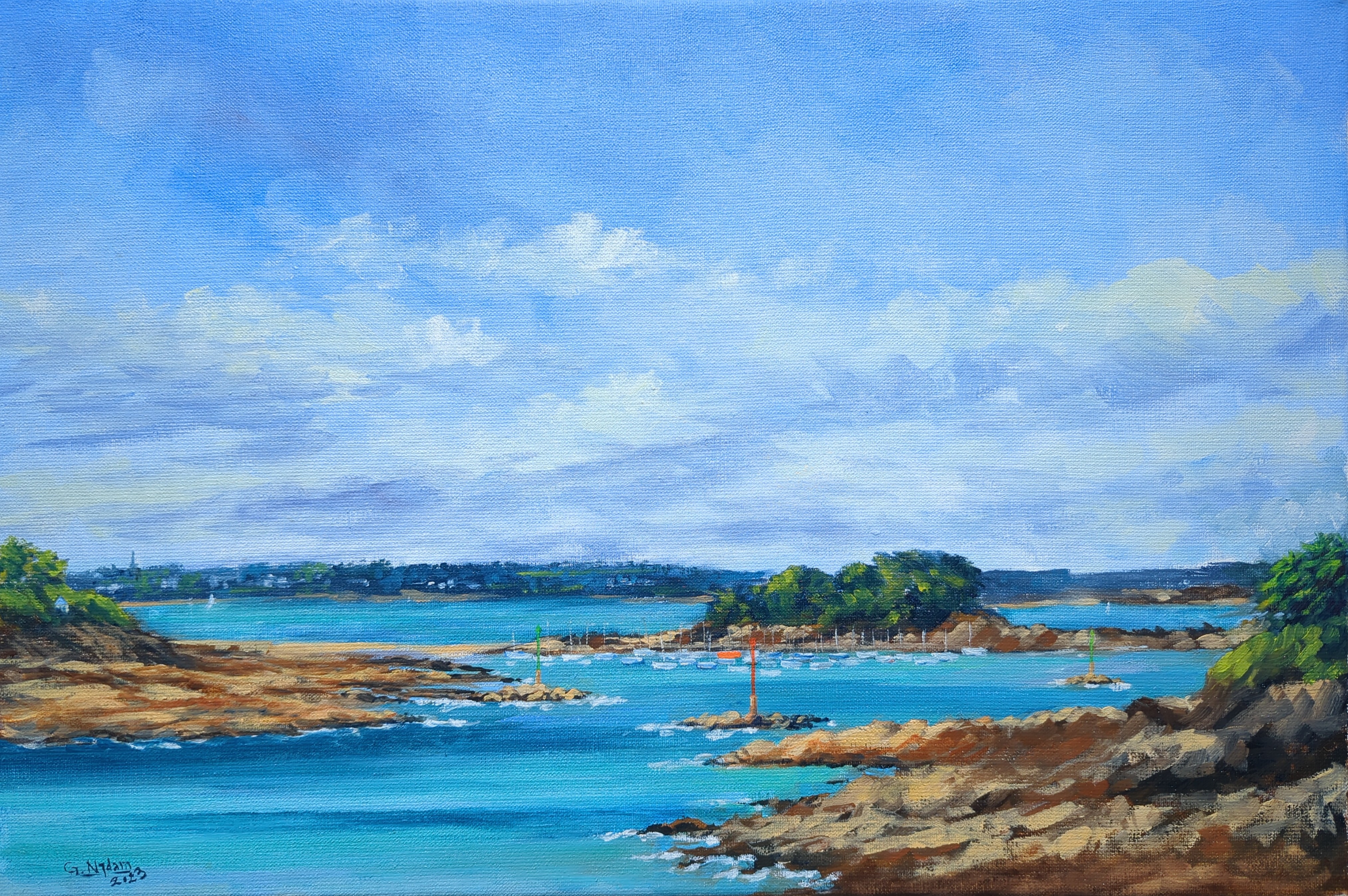 L'islet vu depuis Saint Briac, Huile sur toile — œuvre de Gaëtan NYDAM