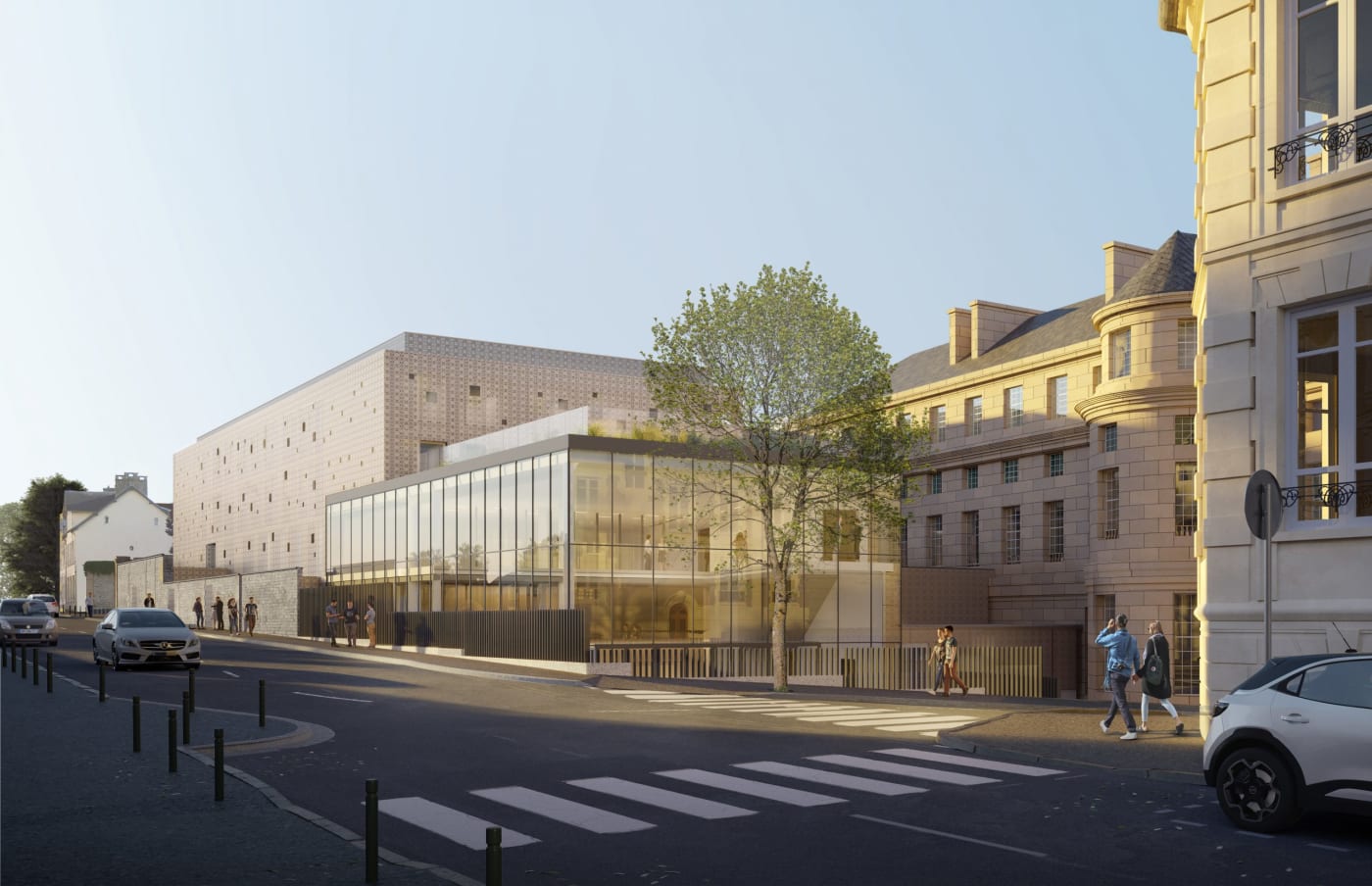 Perspectiva del centro de congresos del Palais Fontette de Caen, 519 plazas, Equipage Architecture