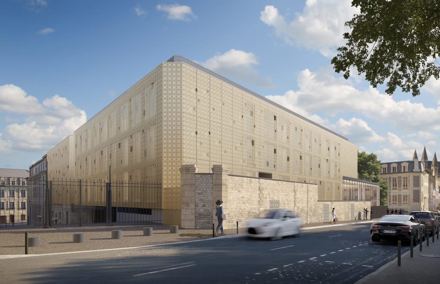 Perspectiva de la ampliación de nueva planta del Palais Fontette de Caen, Equipage Architecture