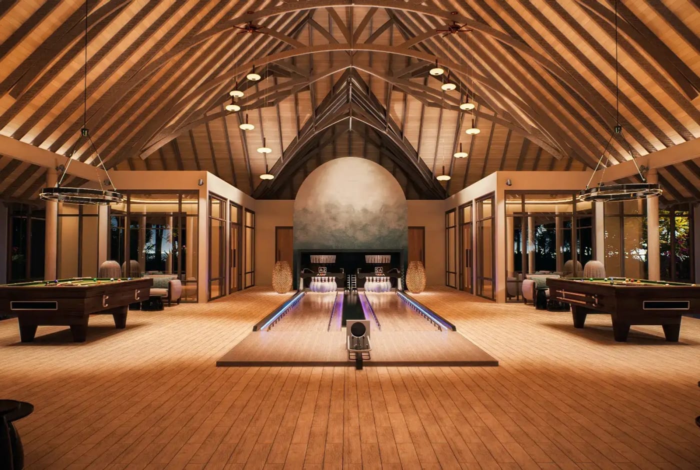 Meyyafushi's games room with mini-bowling and billiards