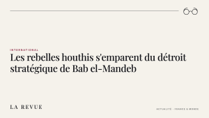 Les rebelles houthis s'emparent du détroit stratégique de Bab el-Mandeb