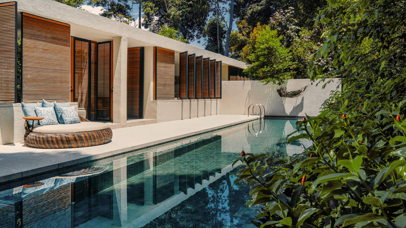 Private pool of a Rainforest Grand Suite at the Mandarin Oriental, Desaru Coast