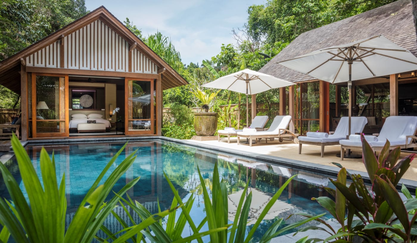 Pool villa at The Datai Langkawi, a new MICHELIN Key for 2026, in the tropical forest