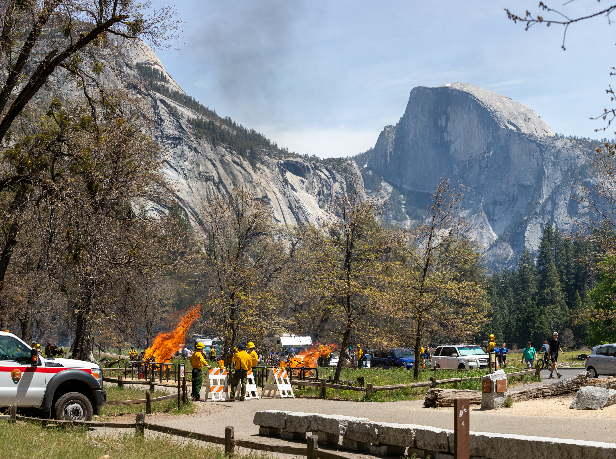 Yosemite National Park Fire Management about to set fire to a brush pile during controlled burns.