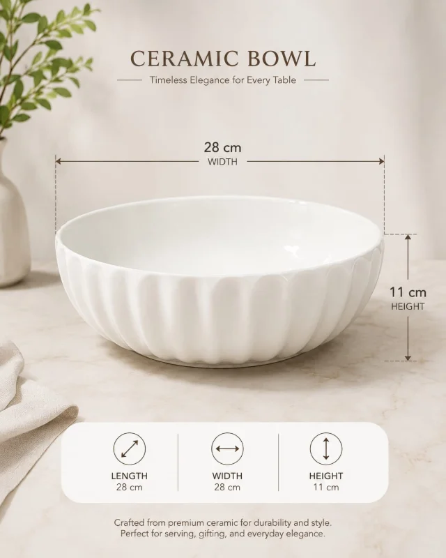 Elegant White Ceramic Serving Bowl