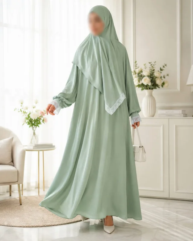 Elegant Mint Green Prayer Dress