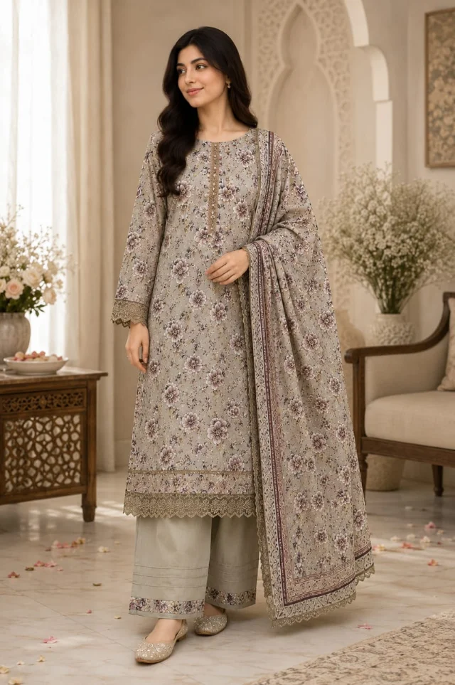 Elegant Floral Printed 3-Piece Suit