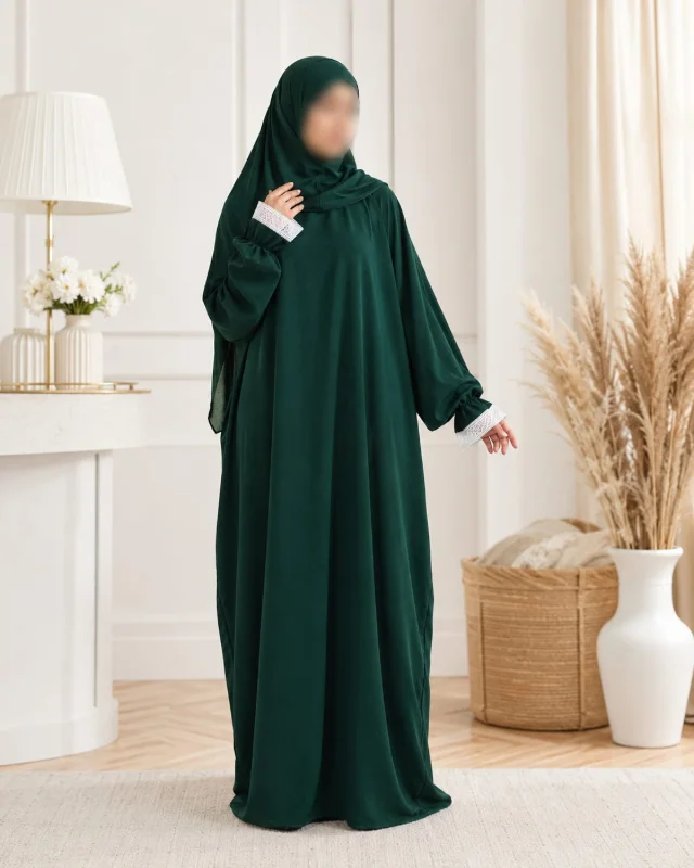 Elegant Dark Green Prayer Dress