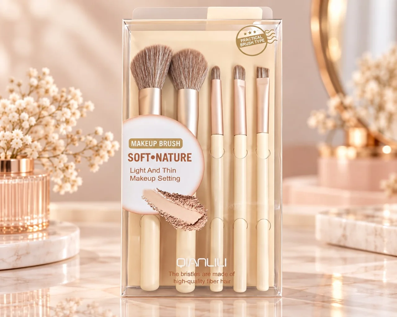 QIANLILI Soft Nature Makeup Brush Set