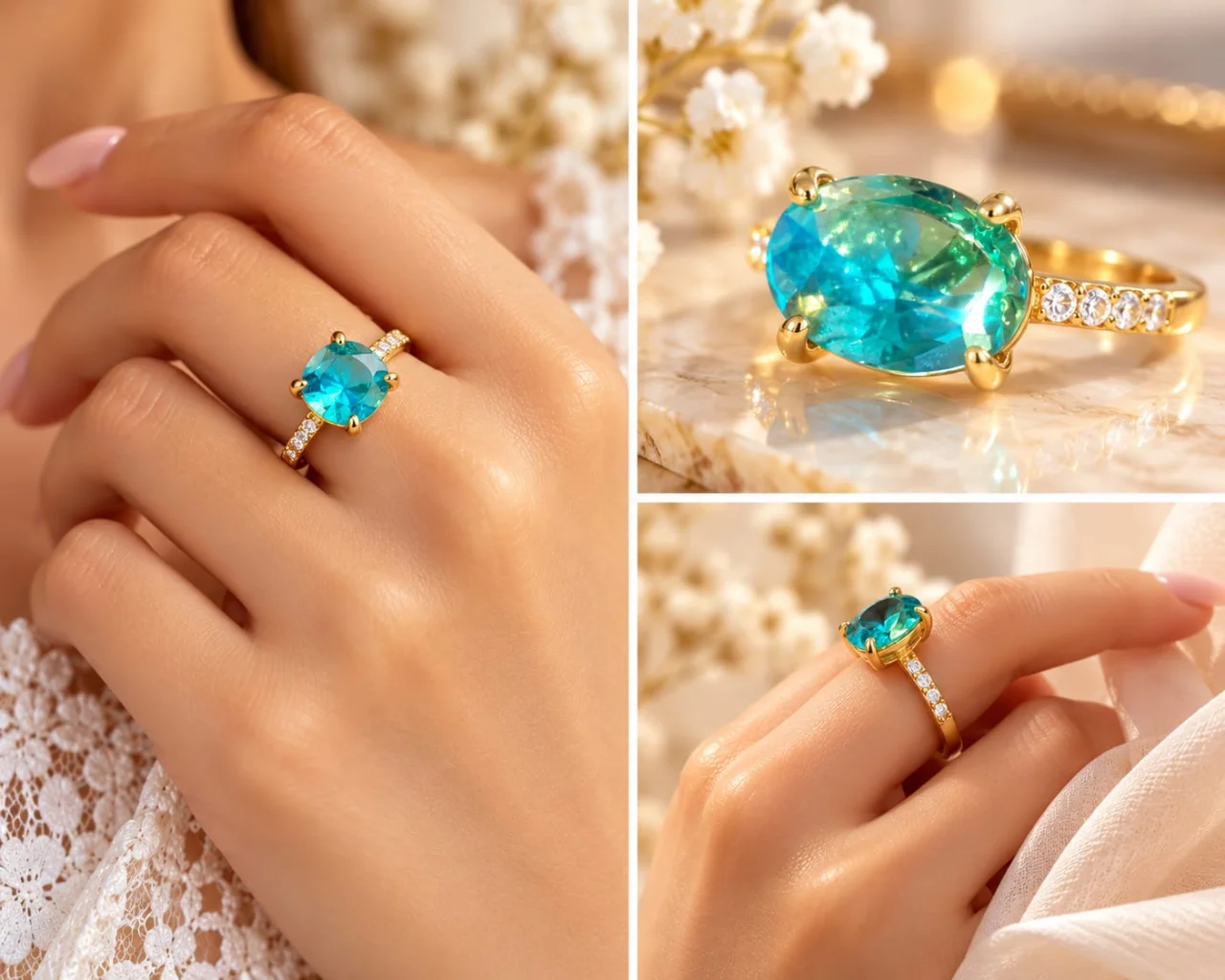 Elegant Stainless Steel Blue Stone Finger Ring – Non-Tarnish