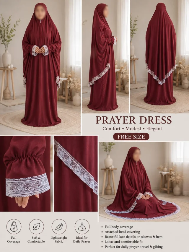 Elegant Maroon Prayer Dress