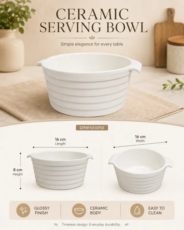 Elegant White Ceramic Serving Bowl