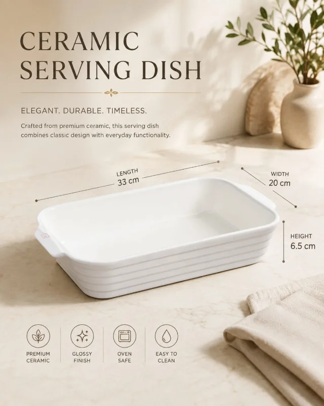 Elegant White Ceramic Serving Dish