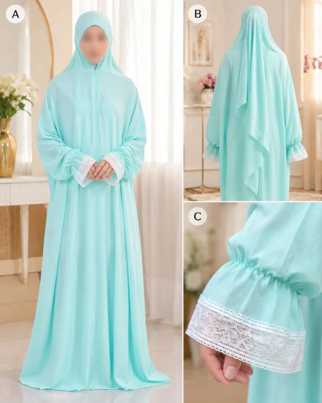 Elegant Prayer Dress in a beautiful mint/aqua shade