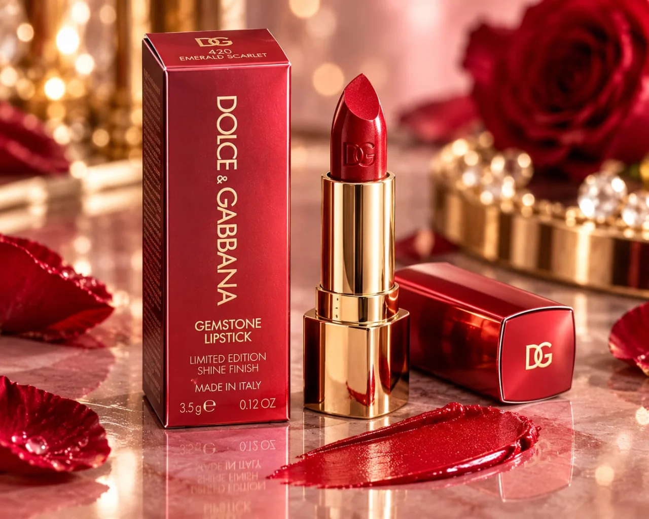 Dolce & Gabbana Gemstone Lipstick – 420 Emerald Scarlet