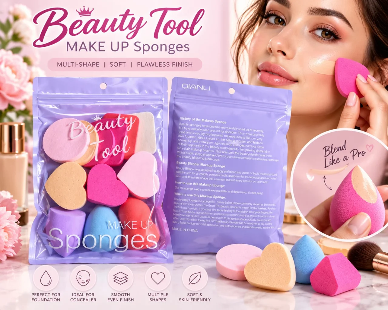 Beauty Tool Makeup Sponge Set – Multi-Shape & Multi-Color