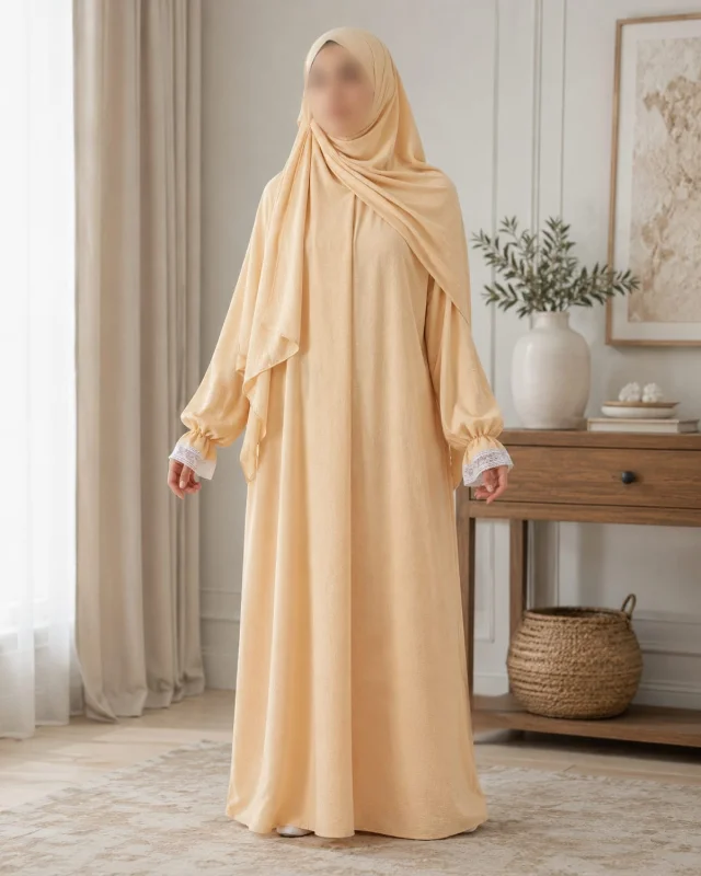 Elegant Beige Prayer Dress