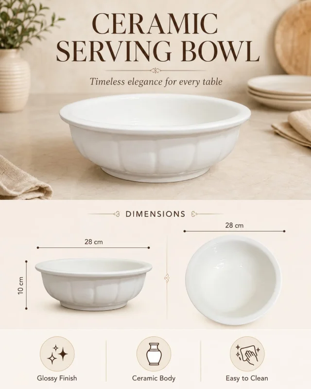 Elegant White Ceramic Serving Bowl