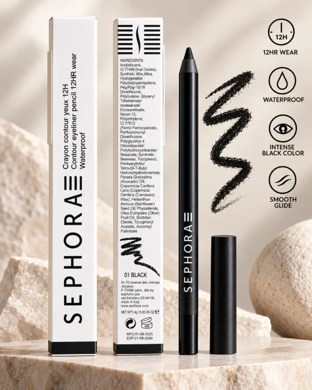 SEPHORA Contour Eyeliner Pencil 12HR Wear – 01 Black