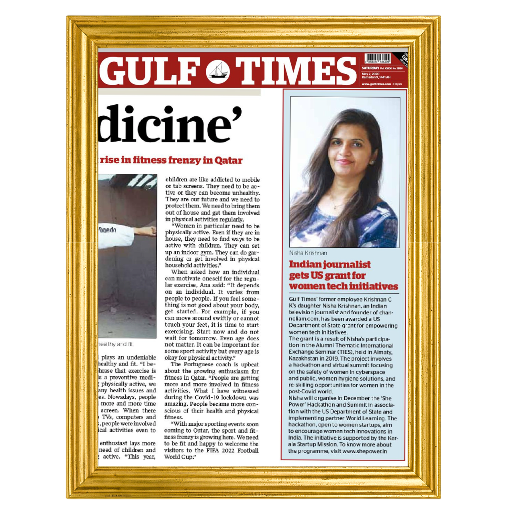 Gulf Times — indian Journalist gets US grant for women tech initiatives
