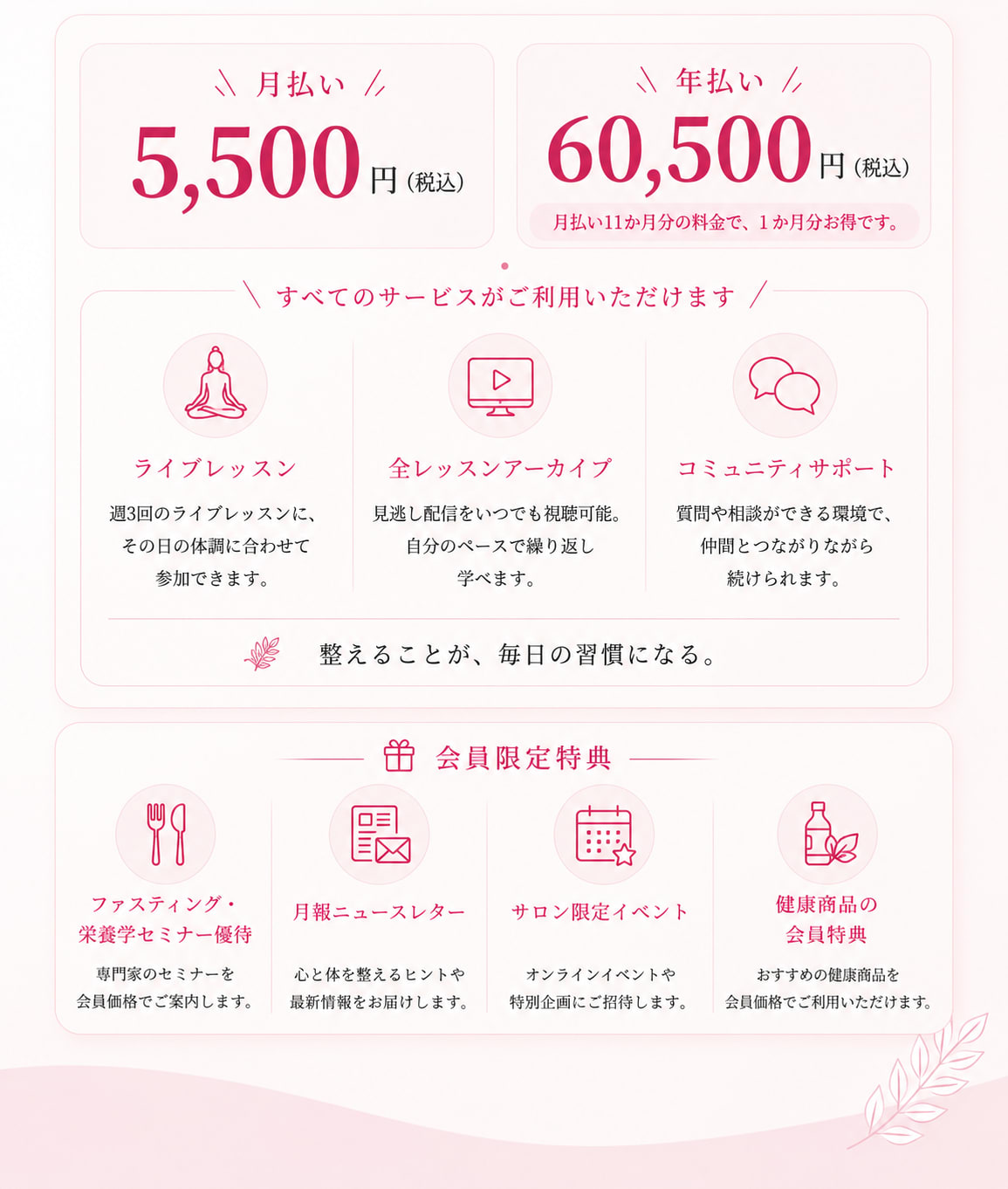 まどりウェルネスサロン 料金・サービス内容・会員限定特典