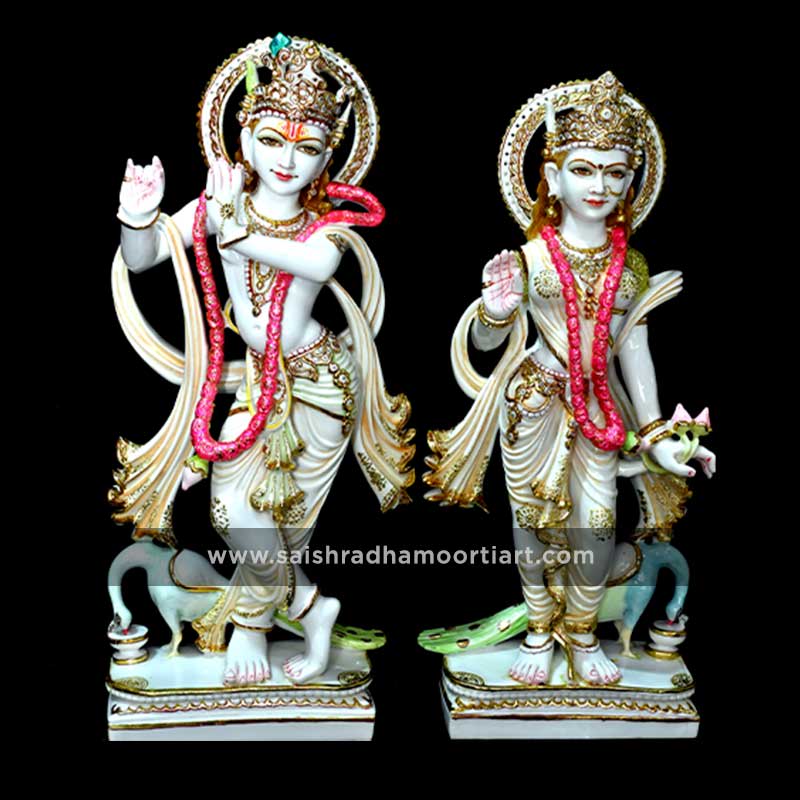 Buy 3 Feet Radha Krishna Marble Statue for Home and Temple - Enquire Now