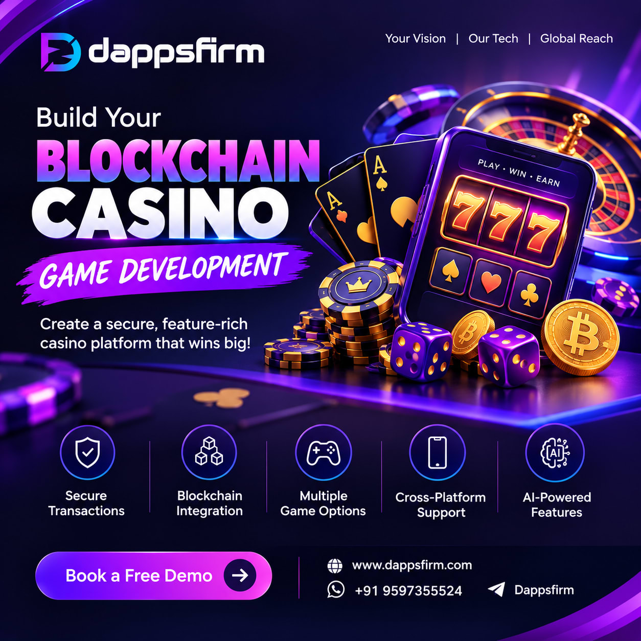 Low-Cost Blockchain Casino Clone Script with a Free Demo from Dappsfirm