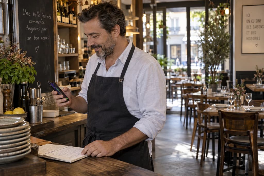 Scène illustrative : un restaurateur dans son établissement