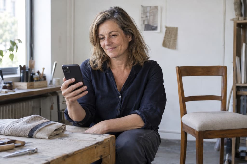 Scène illustrative : une artisane dans son atelier
