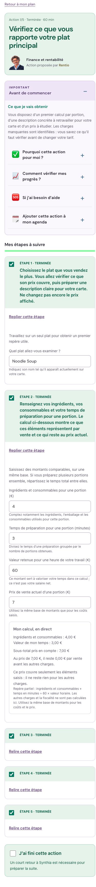 Une action guidée et son calculateur de rentabilité