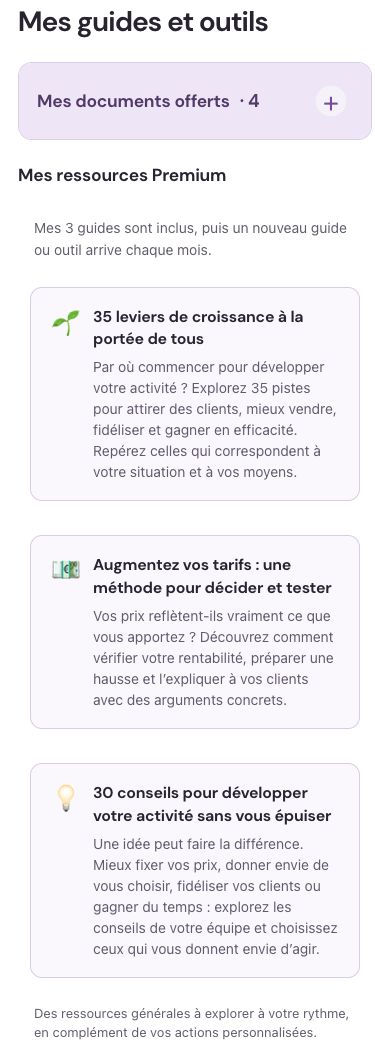 Les trois guides et les outils inclus dans Synthia Premium