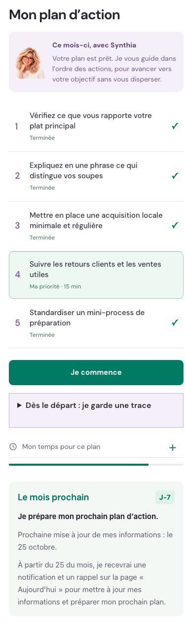 Le plan d’action complet dans Synthia
