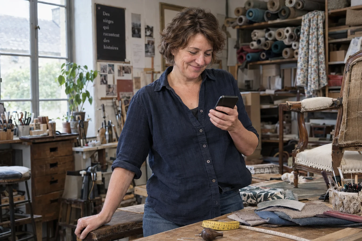 Scène illustrative : une artisane dans son atelier
