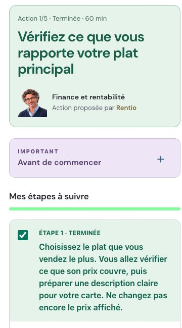 Une première action et ses étapes dans Synthia