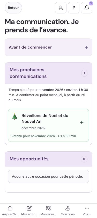 Le calendrier de communication de Synthia