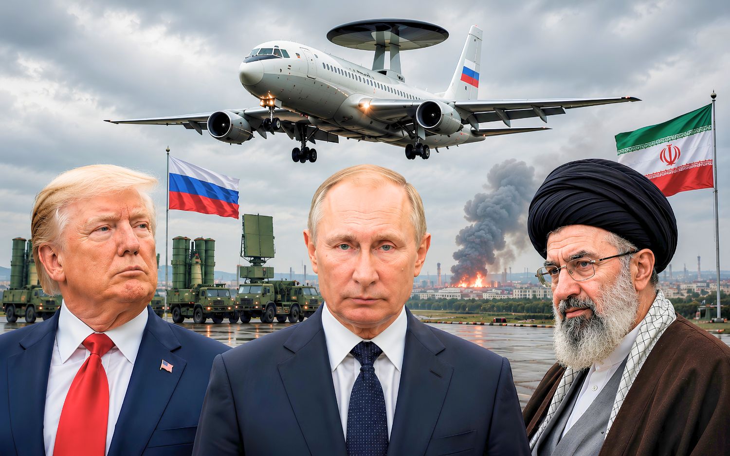 Russian Doomsday Plane with Vladimir Putin, Donald Trump and Mojtaba Khamenei amid Russia-Ukraine war tensions