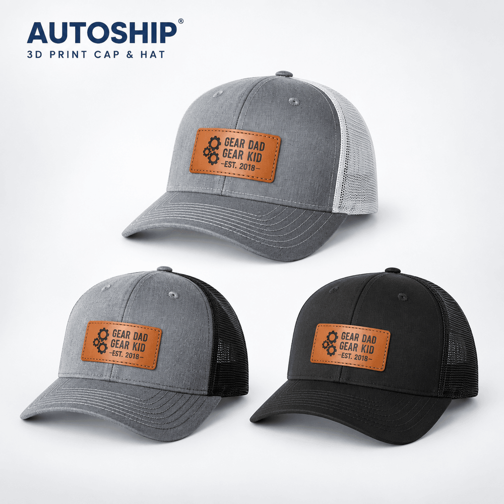 Adult style leather patch slightly curved brim mesh hat custom leather label (laser printing)