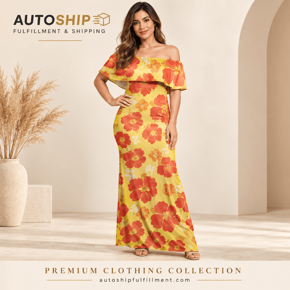 One-shoulder short-sleeved dress