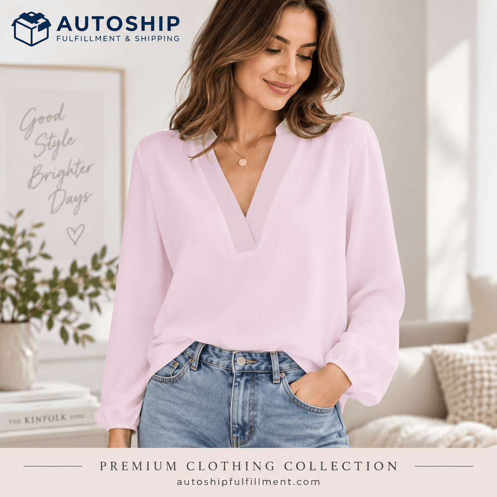Concealed button double collar blouse